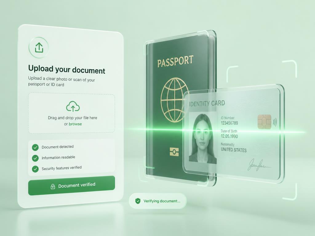 3D illustration of passport and ID card document verification scan
